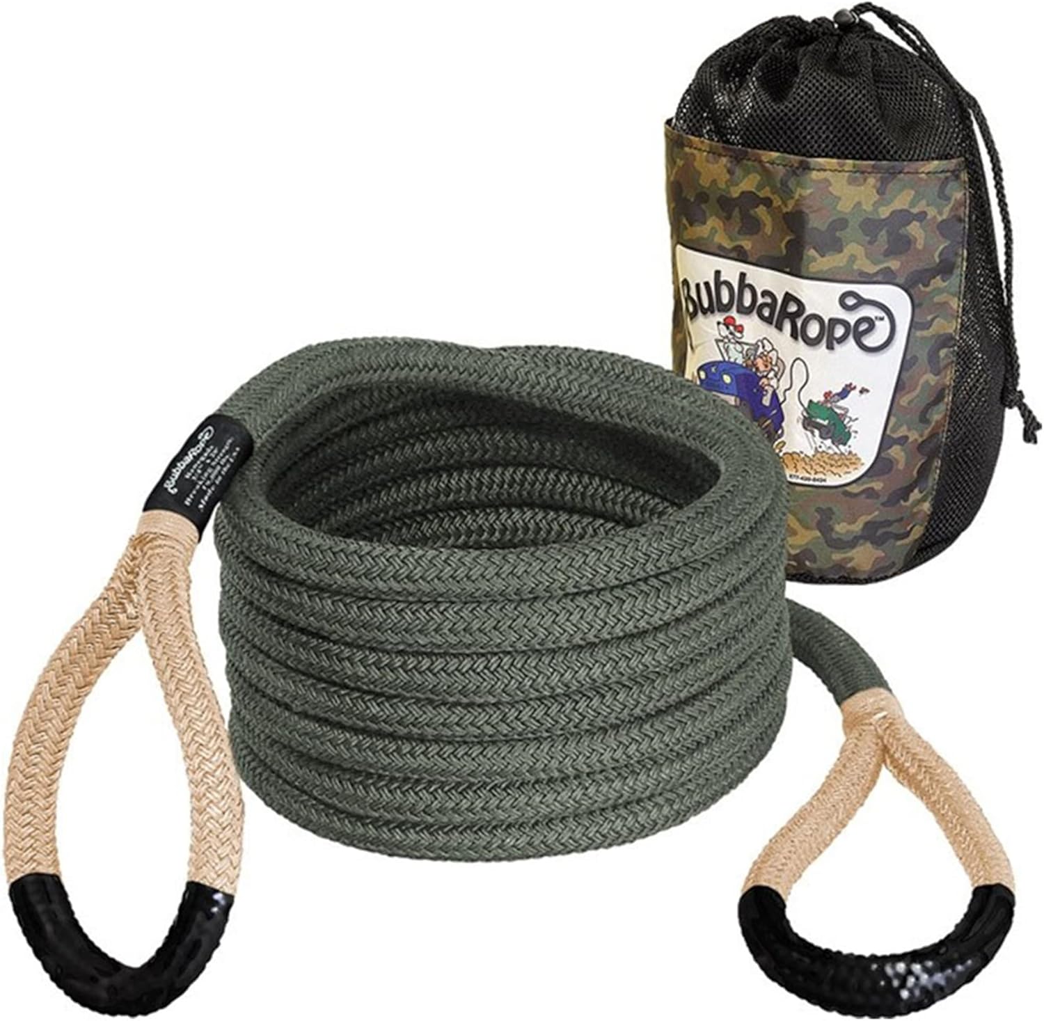 3/4" x 20' ft. Kinetic Recovery Rope, 19000 Lb. Breaking Strength, Tan / Green L604281