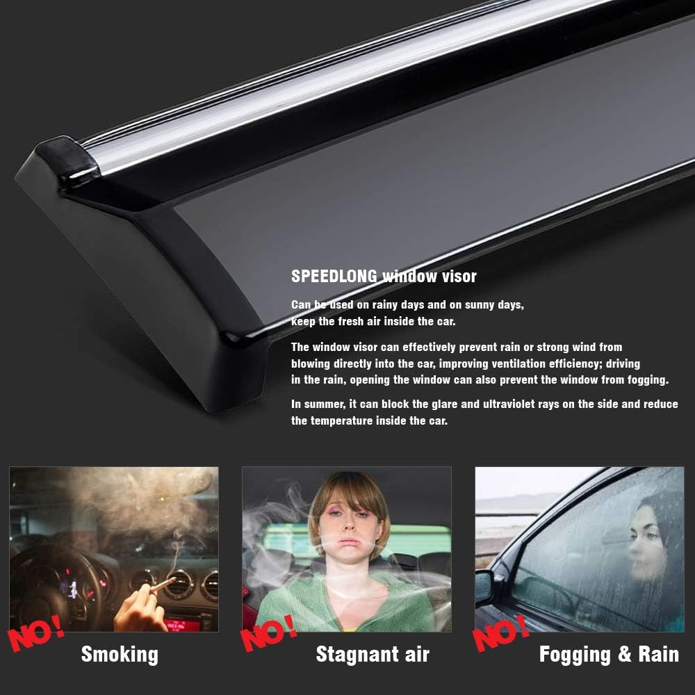 Car Window Visor Vent Shade Deflector Sun/Rain Guards Pack of 2 X9899