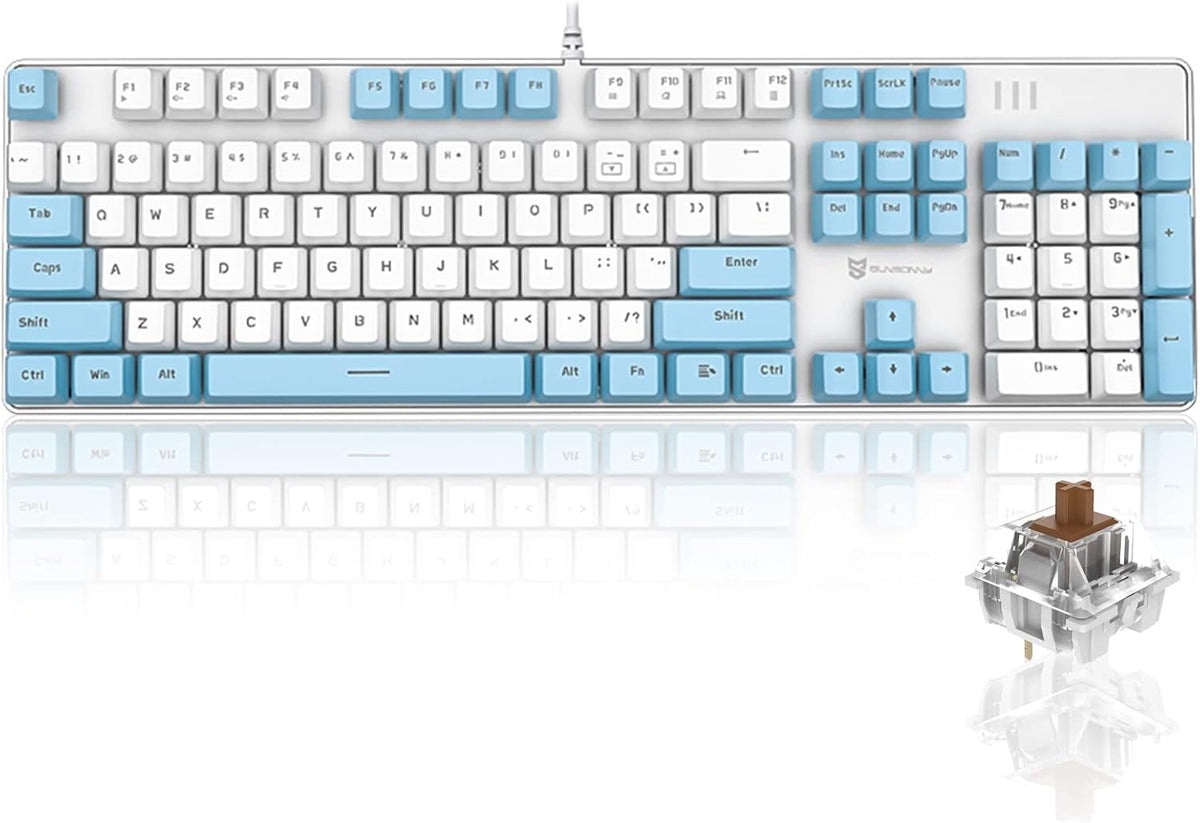 Compact Wired Mechanical Gaming Keyboard with Blue Switches H945375