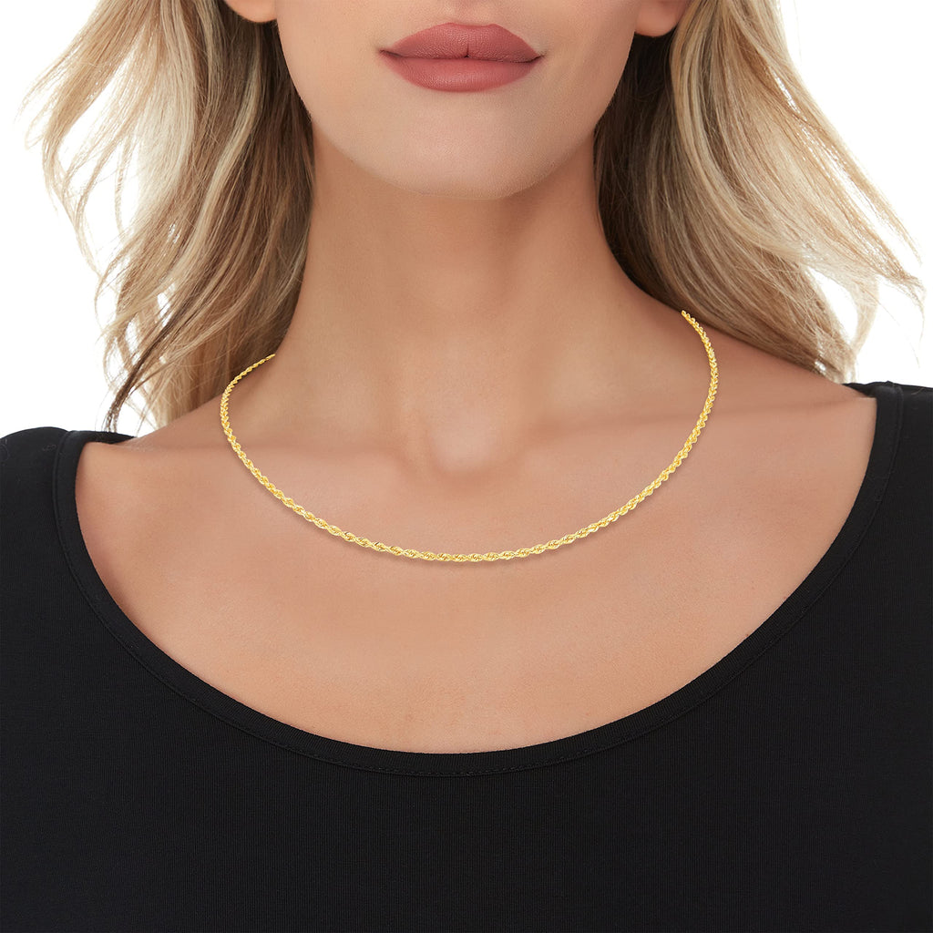 10k Yellow Gold Diamond Cut Rope Chain Necklace K10189