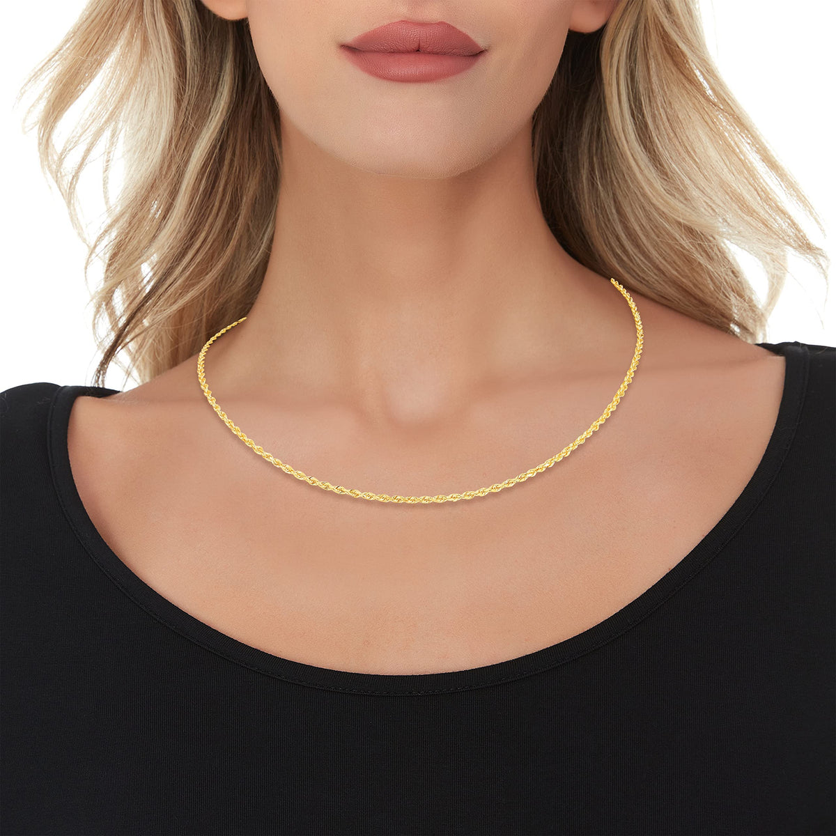 10k Yellow Gold Diamond Cut Rope Chain Necklace K10189