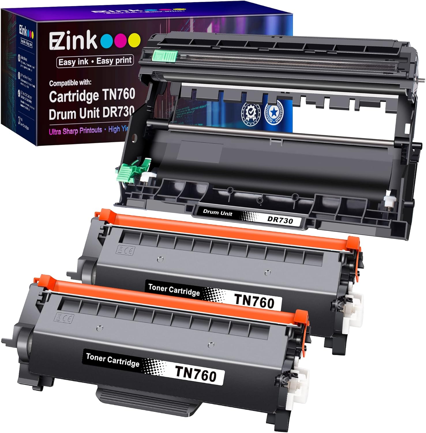 2 Toner Cartridge and 1 Drum Unit Black for Brother Printer T6651
