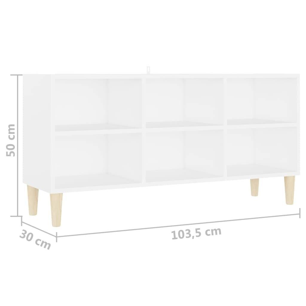 White TV Cabinet with Solid Wood Legs D5369