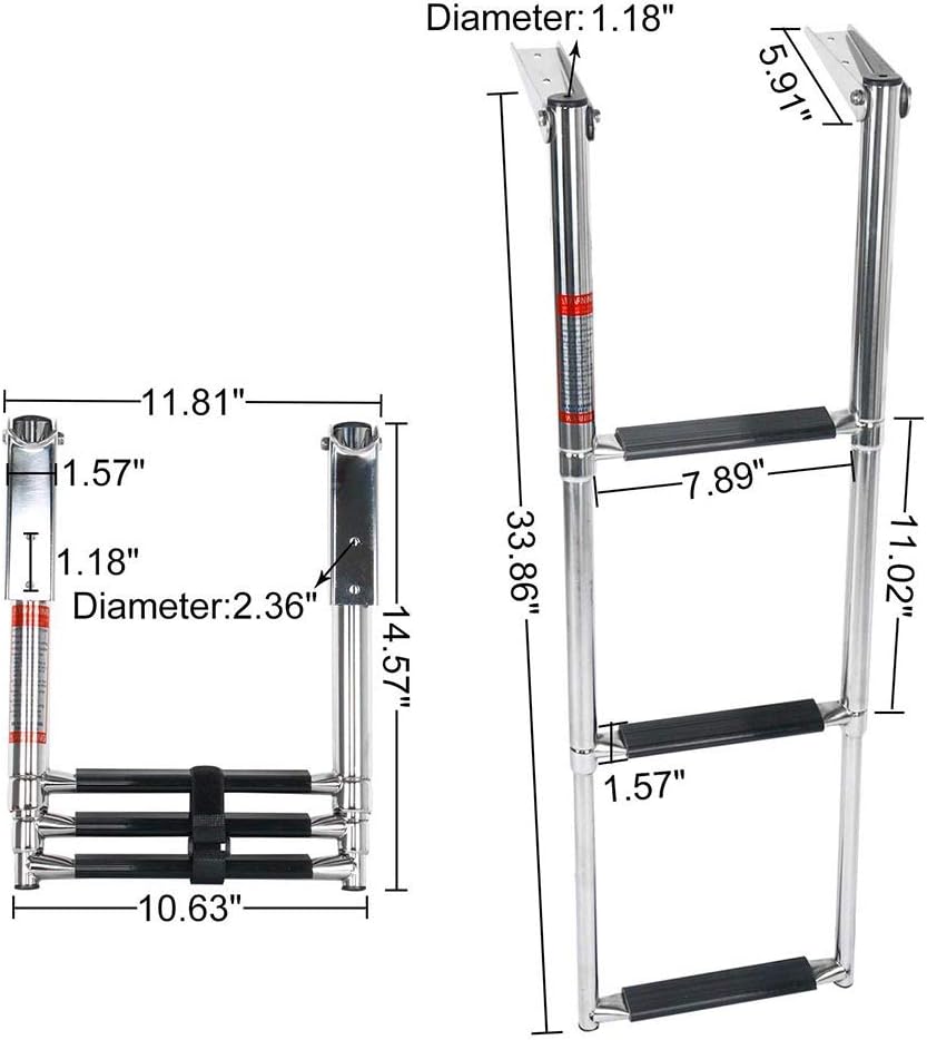 Stainless Steel Telescoping Boat Ladder Swim Step, 900 Pound Capacity, Pack of 2 O63024