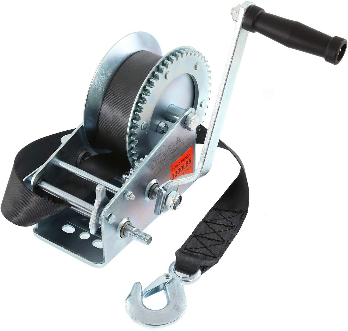 Heavy Duty Hand Winch with 26FT Strap and Hook, Pack of 2 G2577