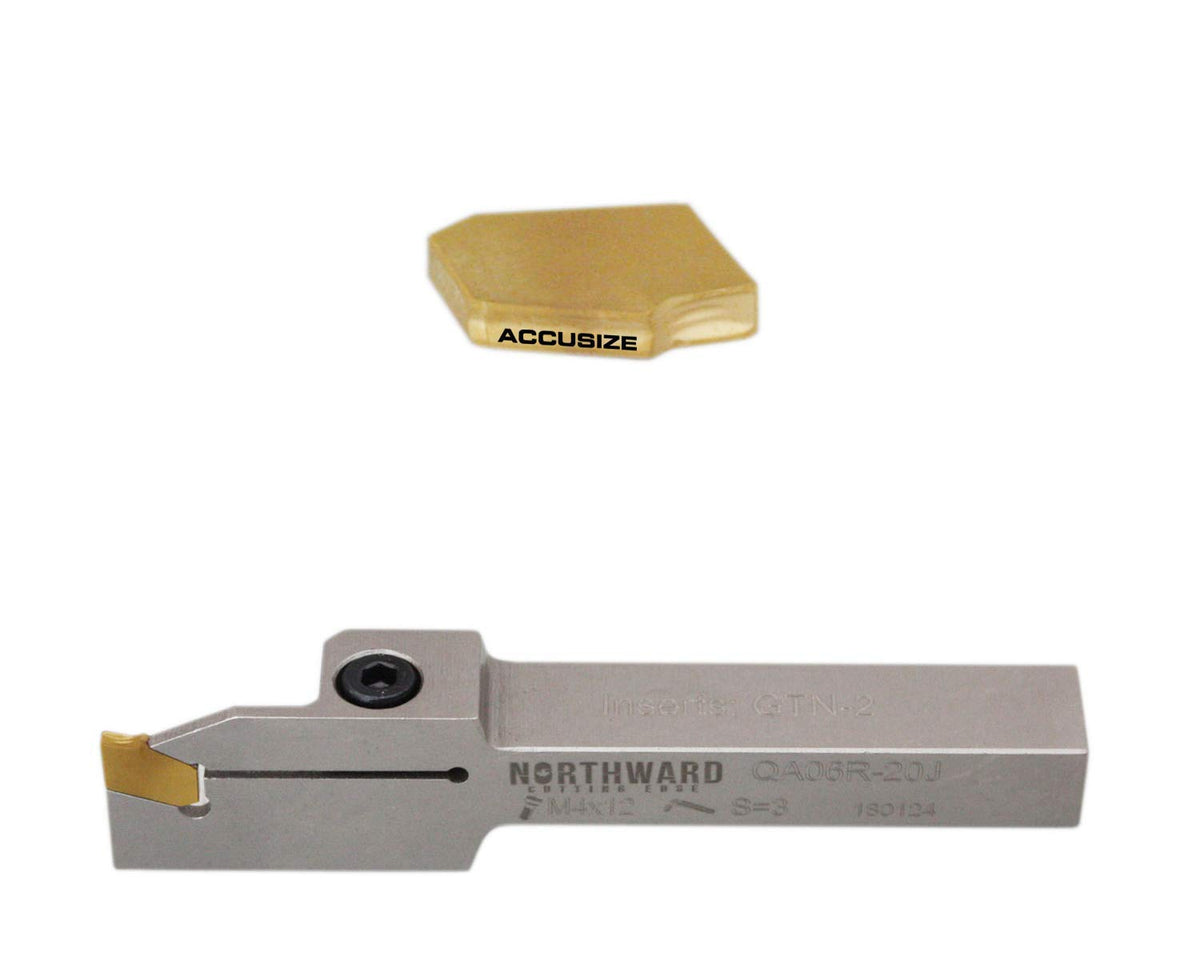 3/8'' x 1/2'' Heavy Duty Indexable Grooving/Parting Holder with 11 Tin Coated Carbide Inserts U291463
