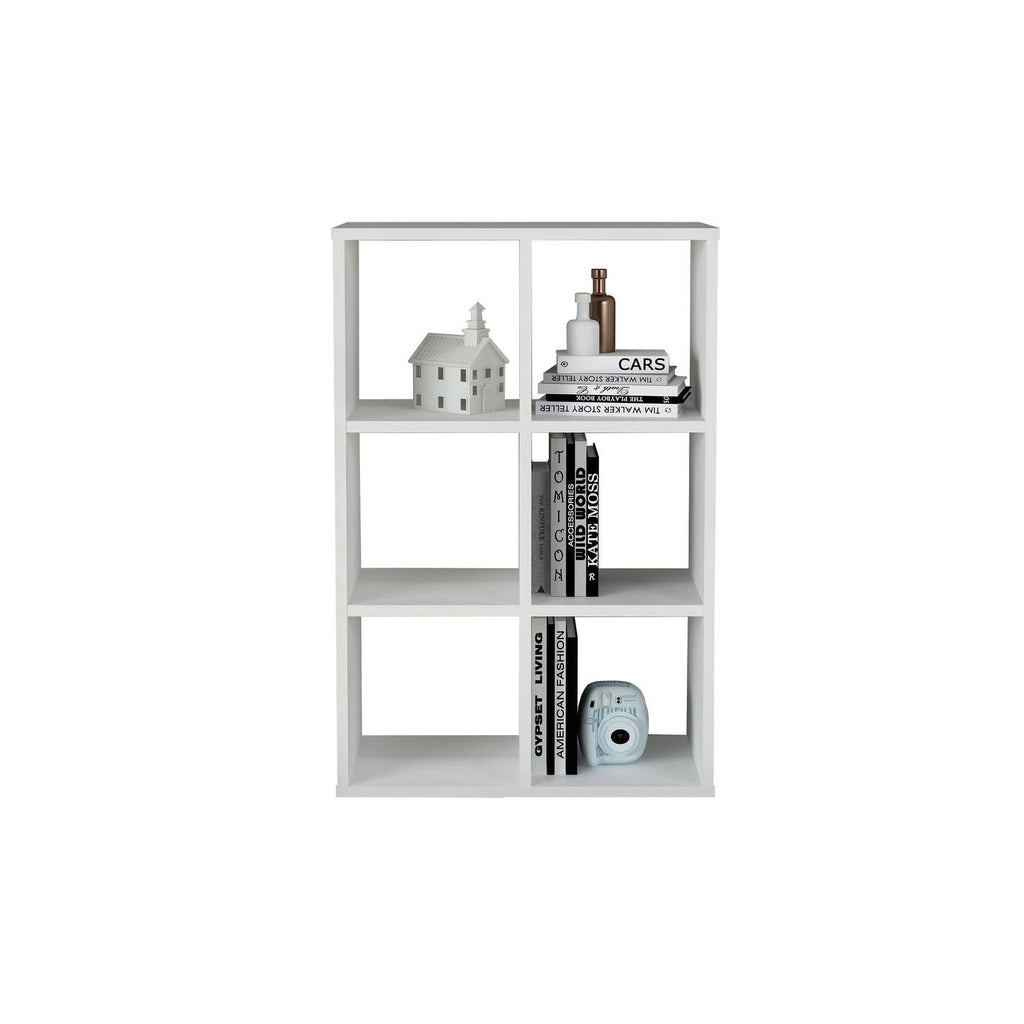 Walnut Cube Shape Bookcase 6 Open Storage I5810