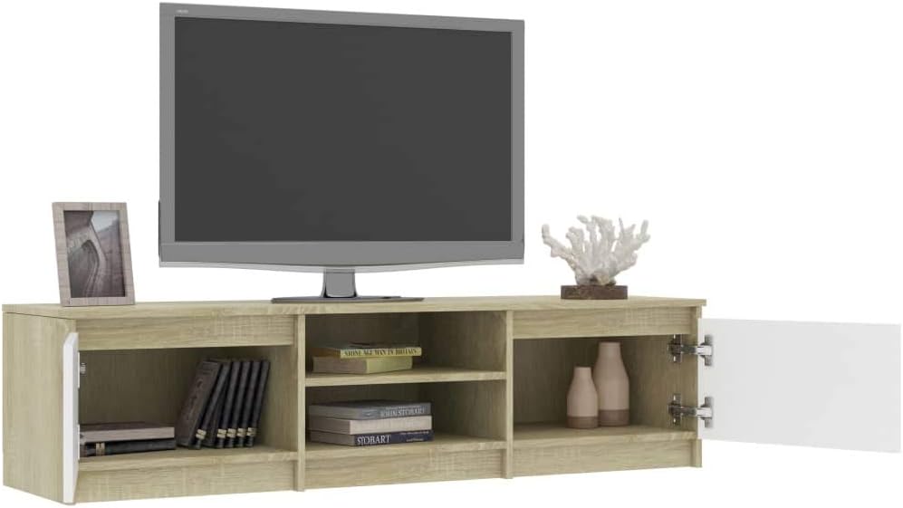 White and Sonoma Oak TV Cabinet D5391