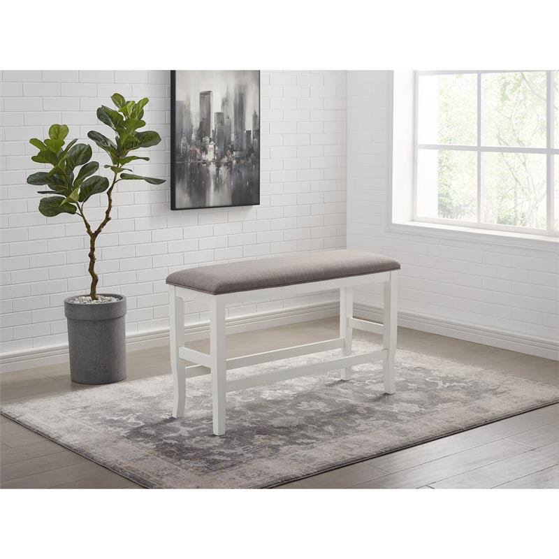 White Wood Counter Height Dining Bench U1134
