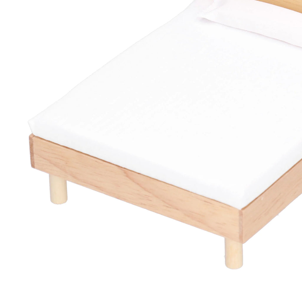 Wooden Double Bed for Dollhouse Decoration H8835