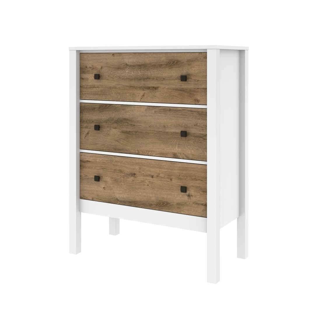 Walnut Grey White 3-Drawer Dresser O77022