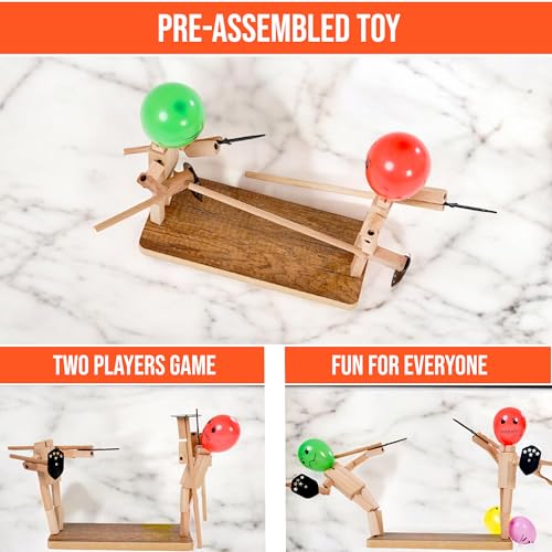 Wooden Fencing Puppets Toys Balloon Bamboo Man Battle Game (with 200 Balloons) Y361041
