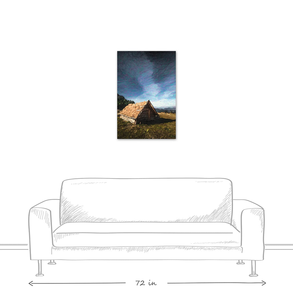 Dark and Stormy Cabin 20x30 Canvas Wall Art Y755
