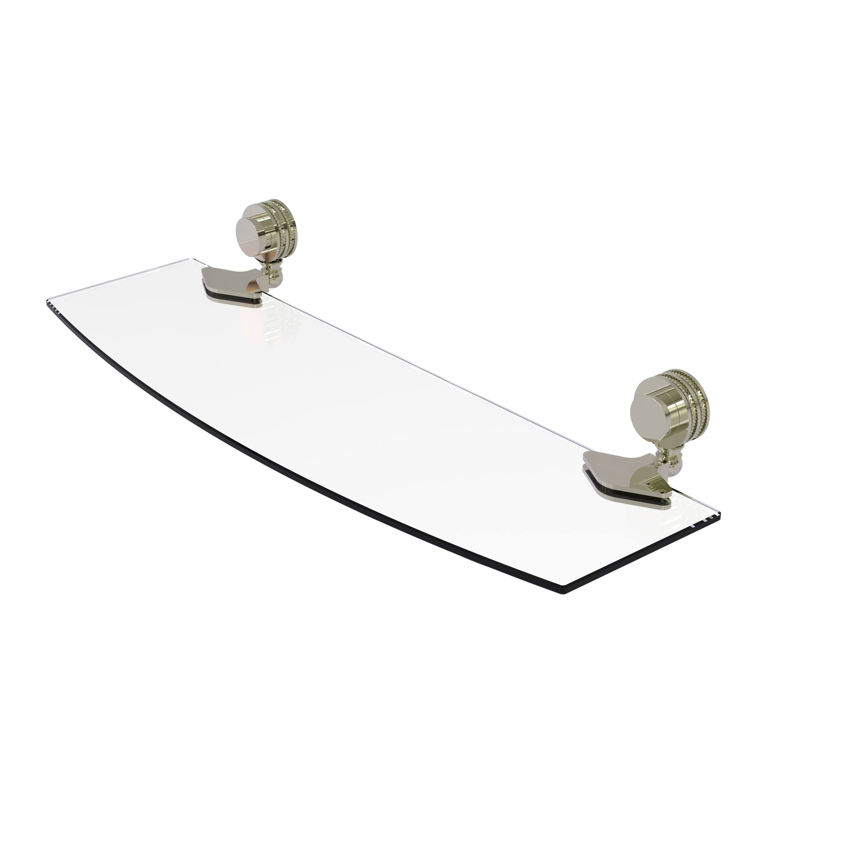 Polished Nickel Glass Shelf with Dotted Accents B965
