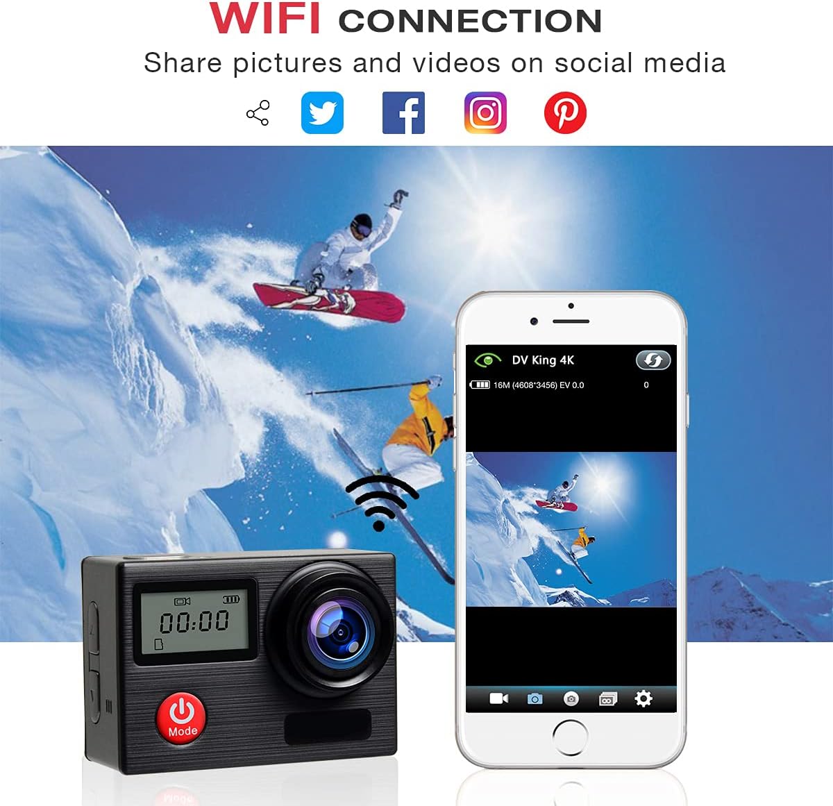 4K Waterproof Action Camera with 2 Batteries H880050
