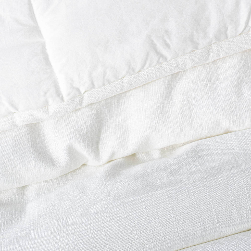 White Linen Blend Comforter & Sham Set D39274