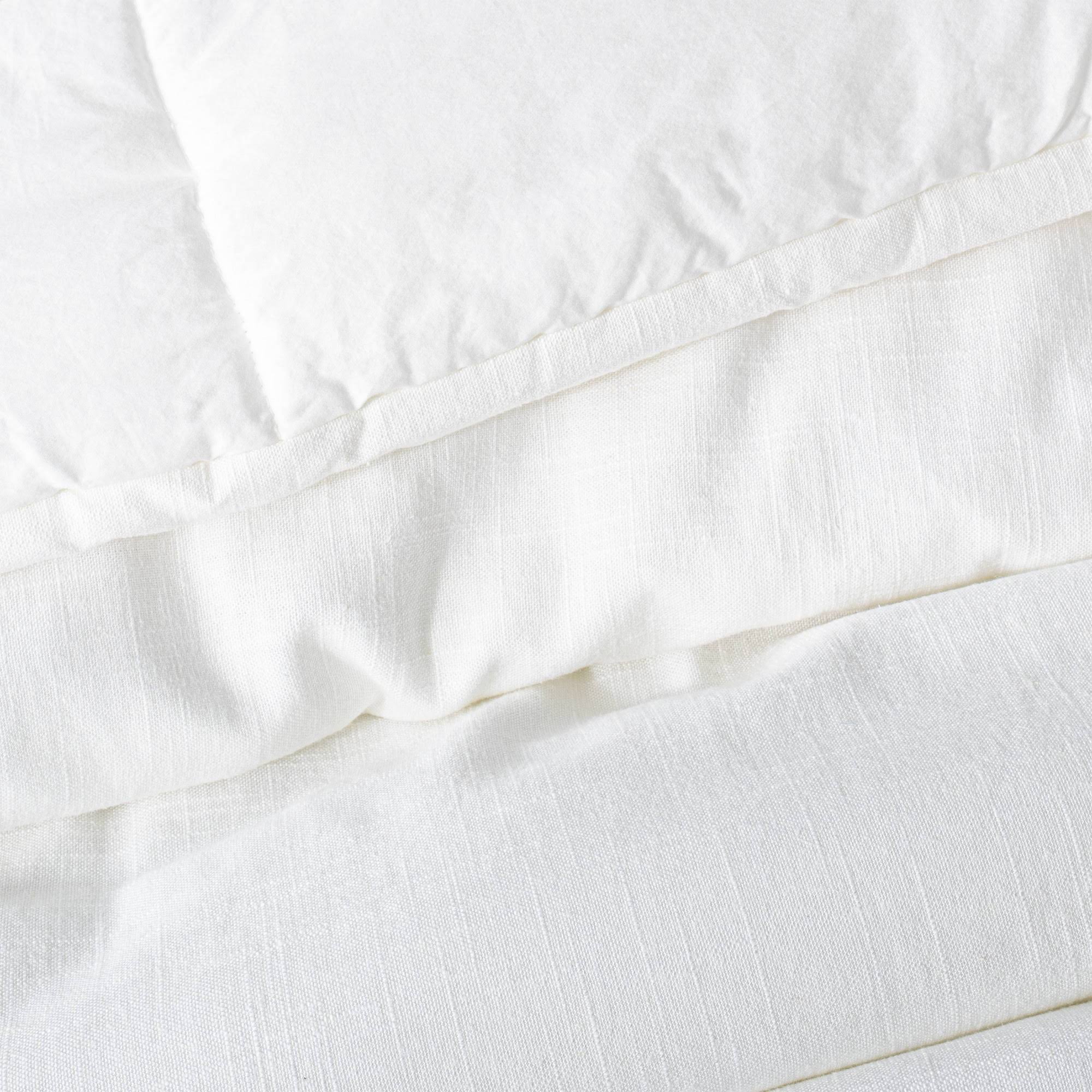 White Linen Blend Comforter & Sham Set D39274