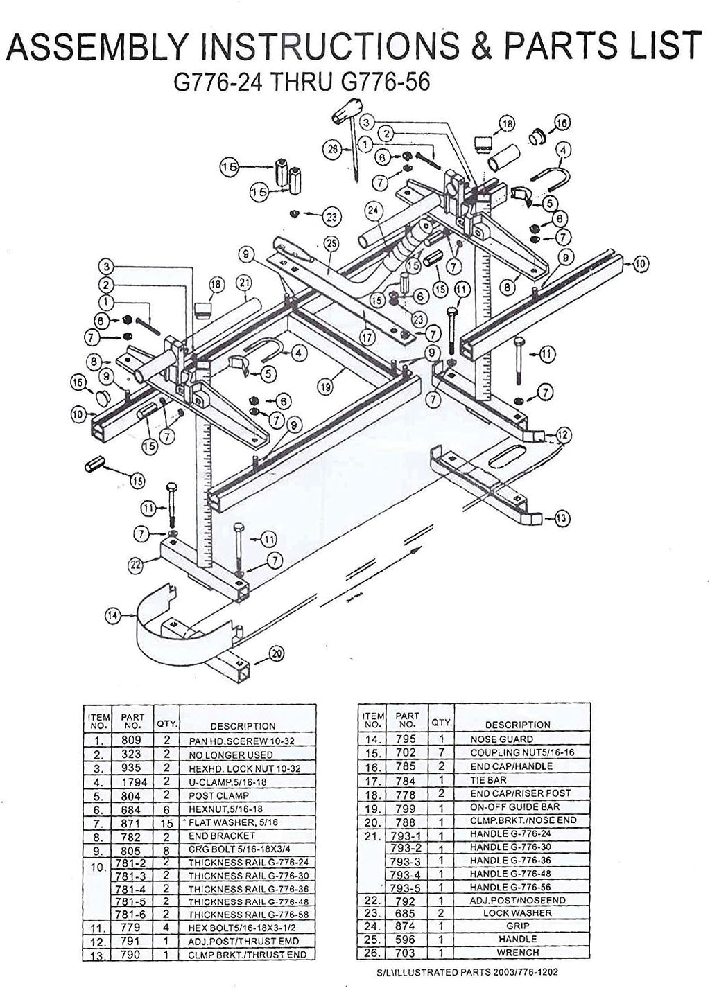 Portable Aluminum Steel Saw Mill 36 Inch Planking Lumber Cutting Bar V215