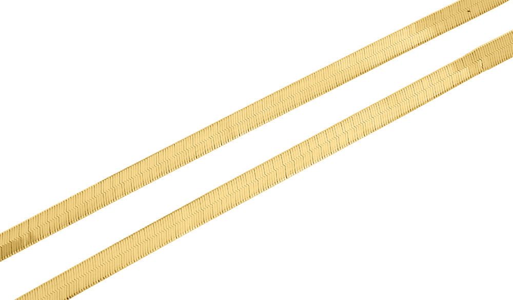 10K Yellow Gold Silky Herringbone Chain Necklace, 20 Inches F25008