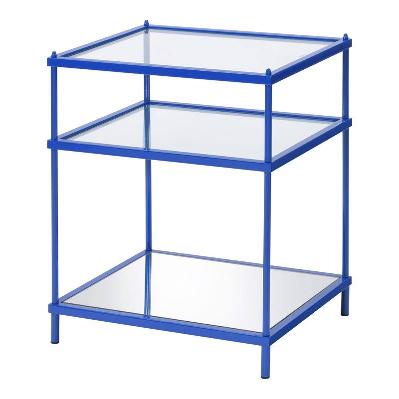 Blue Metal and Clear Glass Top Side Table T570411