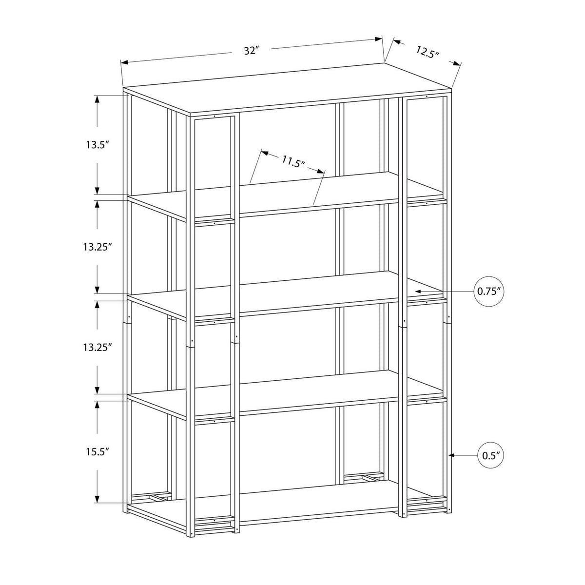 Silver Metal Bookcase M331