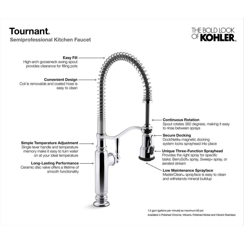 Vibrant Stainless Kitchen Sink Faucet D20727