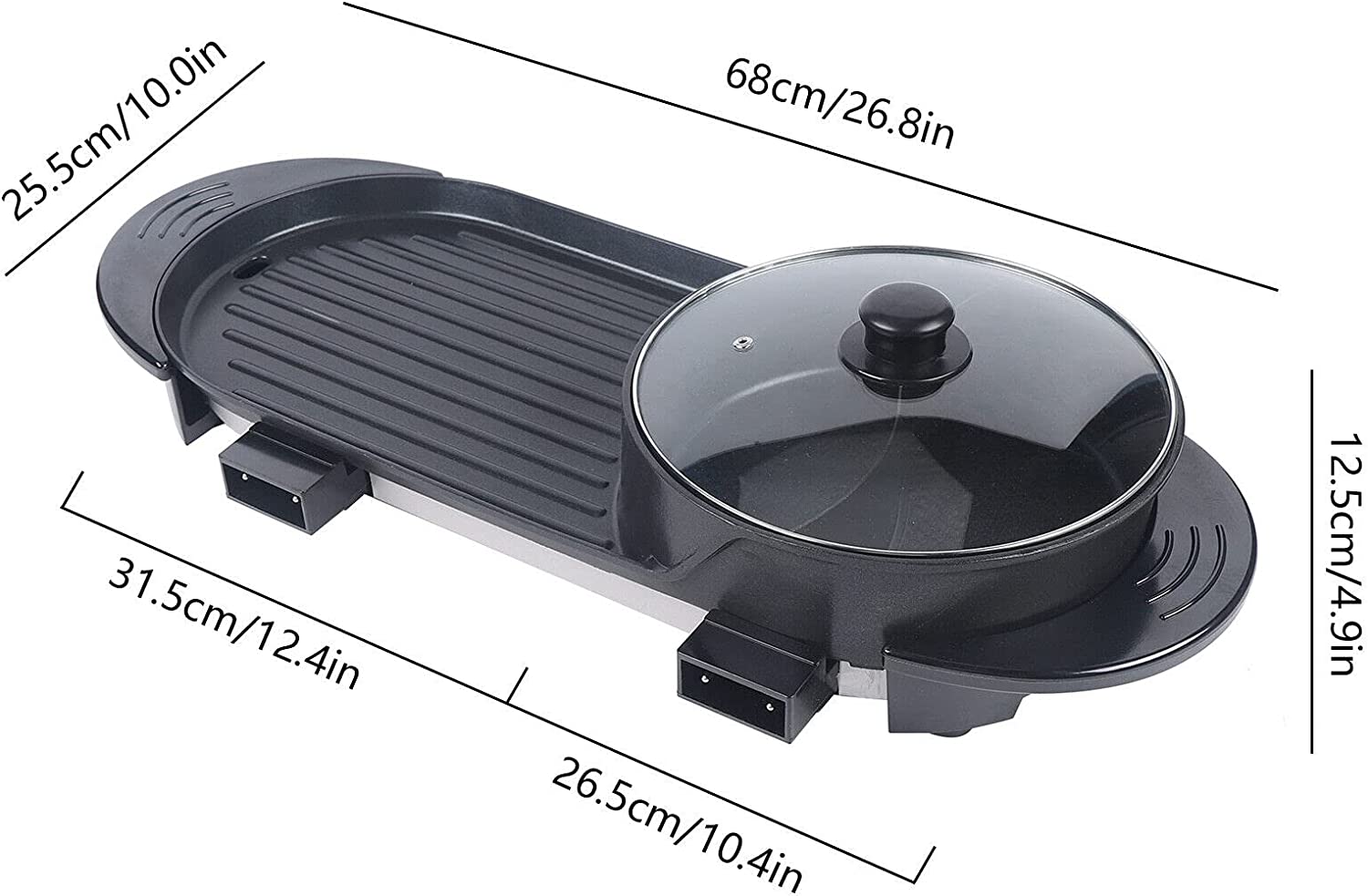 2In1 5 Speed Fire Adjustment Electric Smokeless Grill Indoor 110V I503