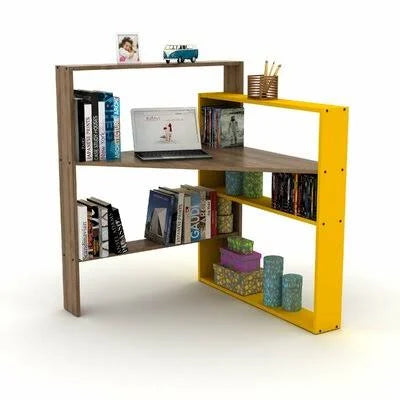 Corner Bookcase Walnut/Yellow B590439