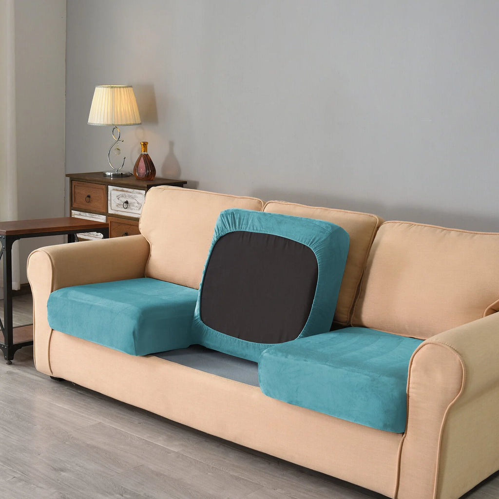 Stretch Velvet Sofa Cover with Elastic Adjustment Band A935
