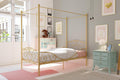 Twin Size Metal Canopy Bed with Bed Frame O9462