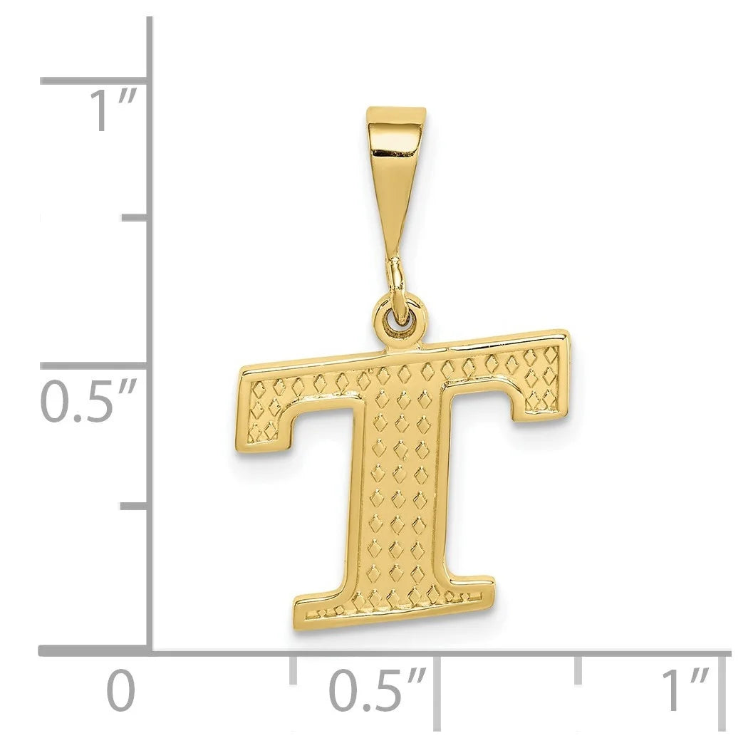 10k Yellow Gold Letter T Pendant Necklace E192049
