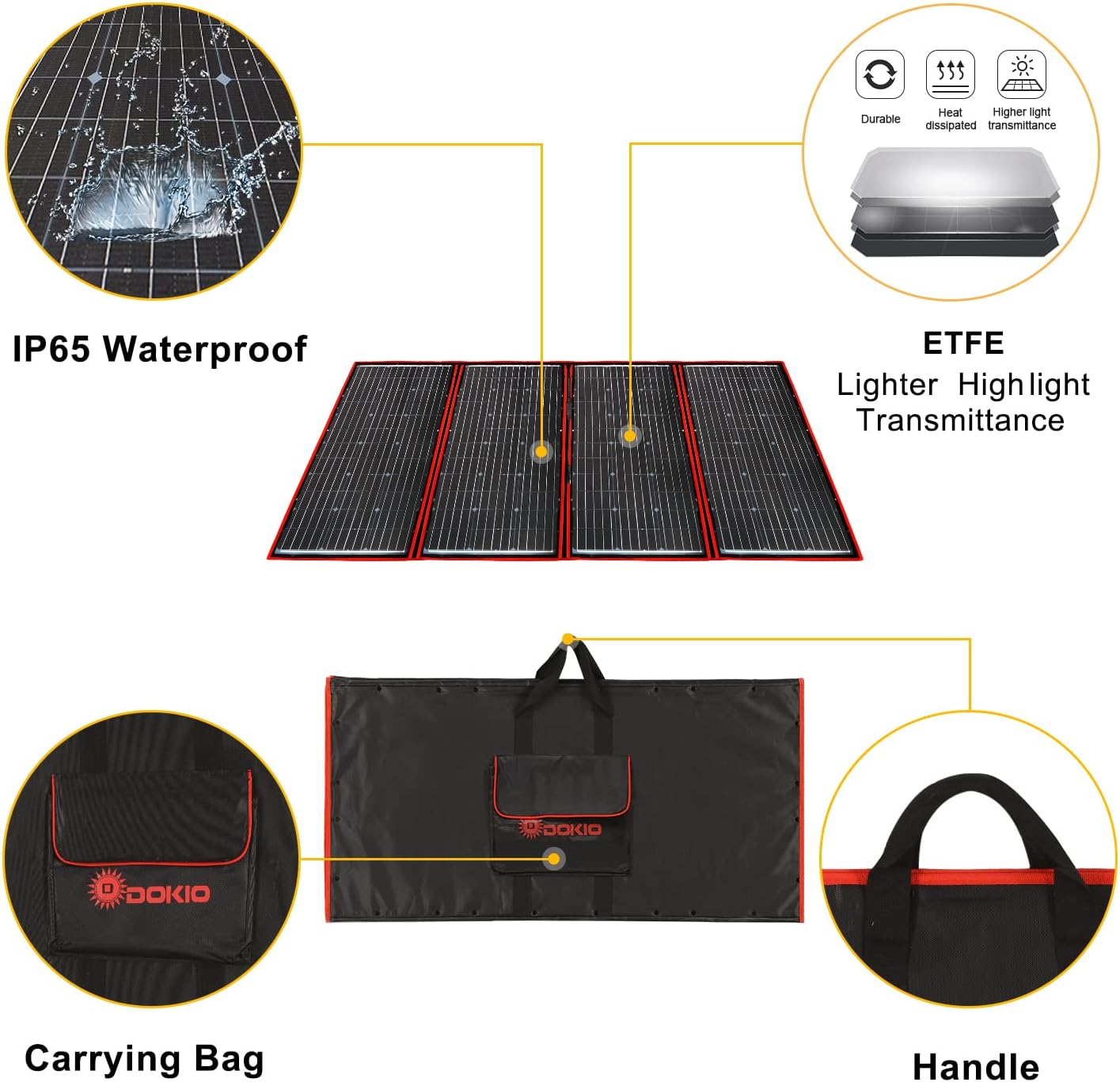 300W 18V Portable Folding Solar Panel with 2 USB Outputs O2929