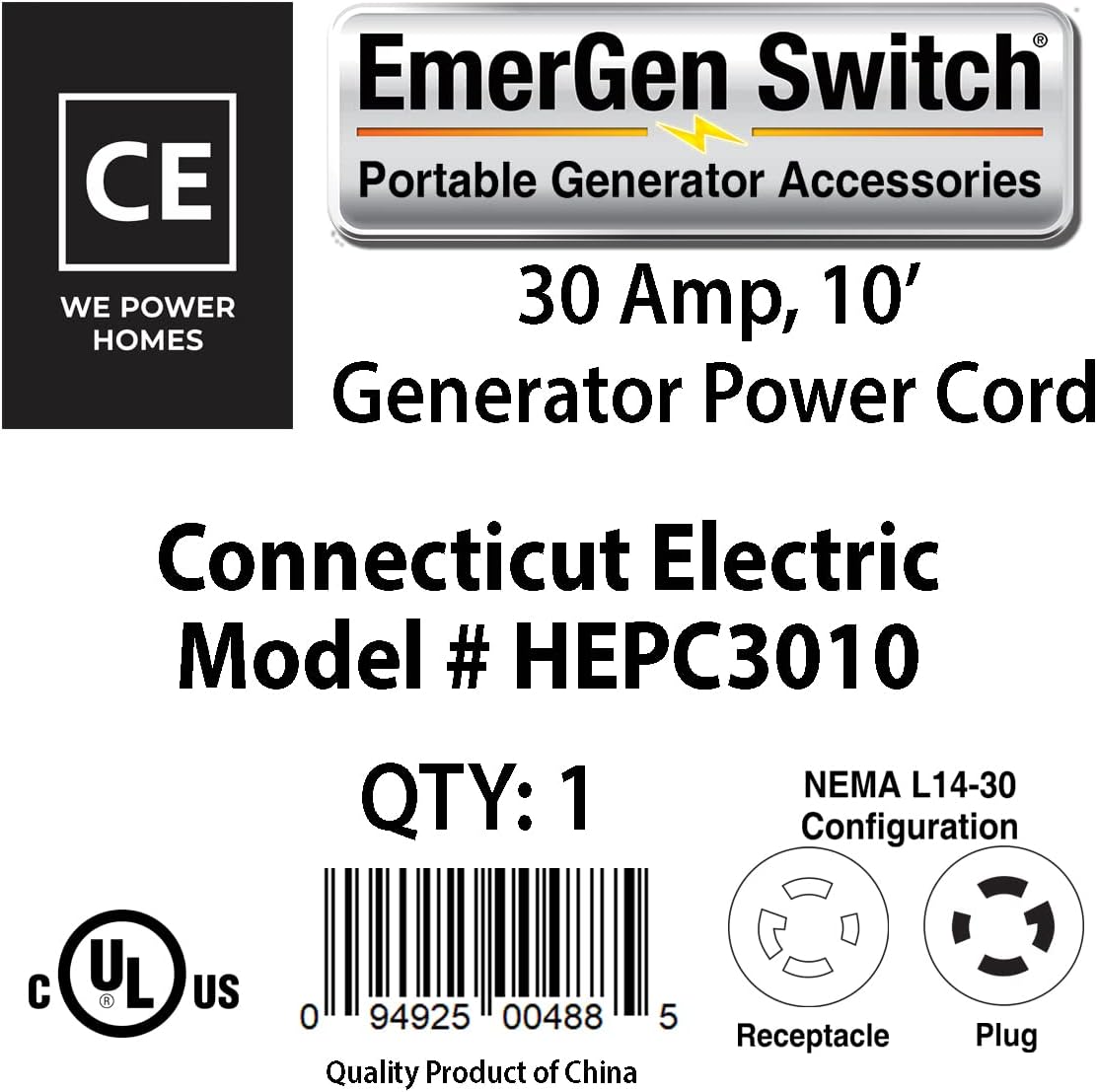 50 Foot Generator Power Extension Cord 30 Amp A8152