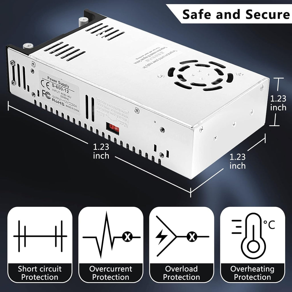 110V AC to 12V DC 600W Power Supply Adapter Pack of 2 G937176