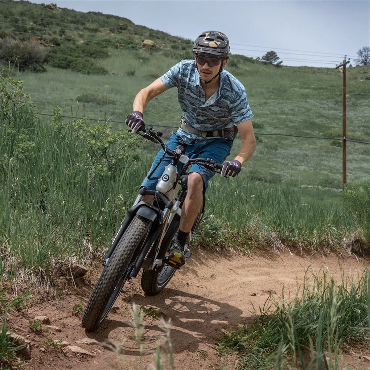 Silver 750W 48V 26" x 4" Fat Tire Electric Mountain Bike B4602