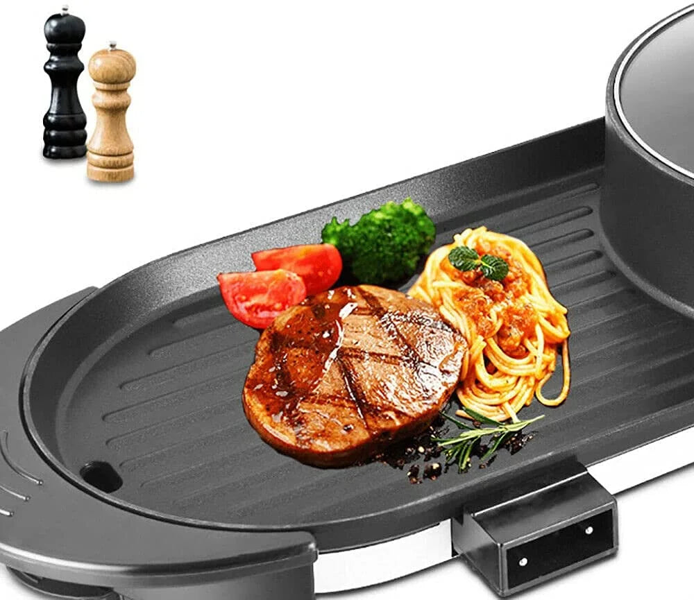 2In1 5 Speed Fire Adjustment Electric Smokeless Grill Indoor 110V I503