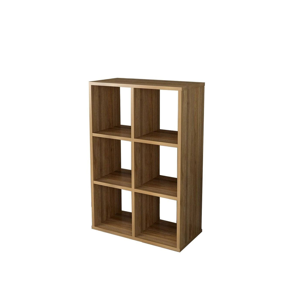 Walnut Cube Shape Bookcase 6 Open Storage I5810