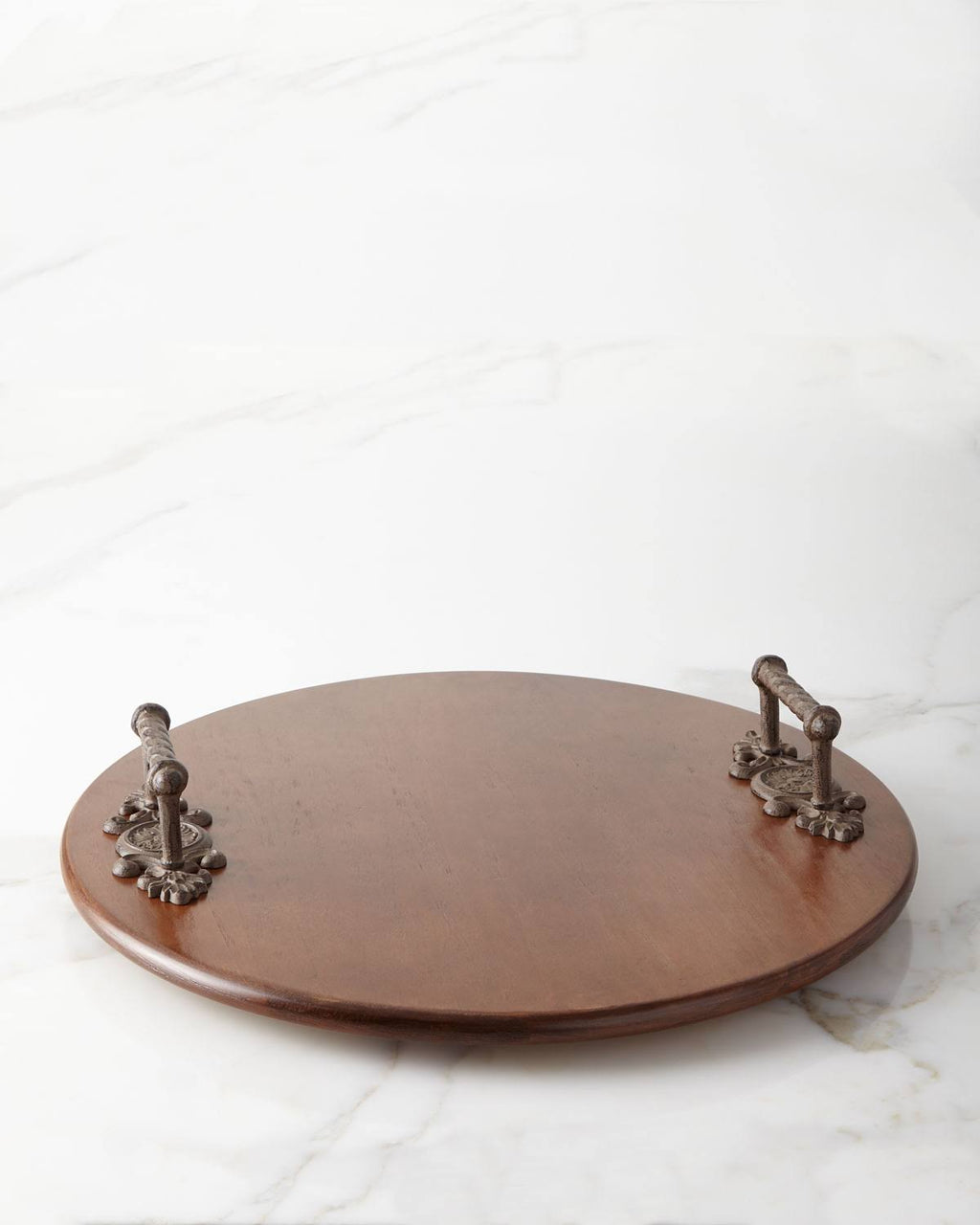 Wood Lazy Susan with Metal Handles S793
