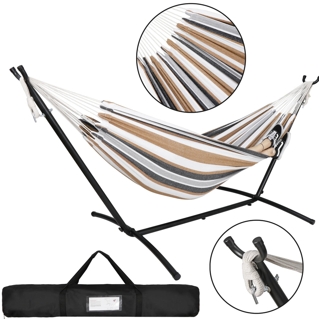 450lbs Portable Double Hammock Stand with Carry Bag W322723