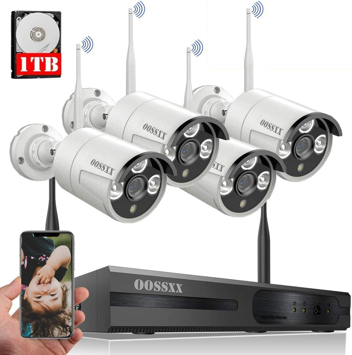 2K 3.0MP Wireless Security Camera System with 6TB HDD P34472