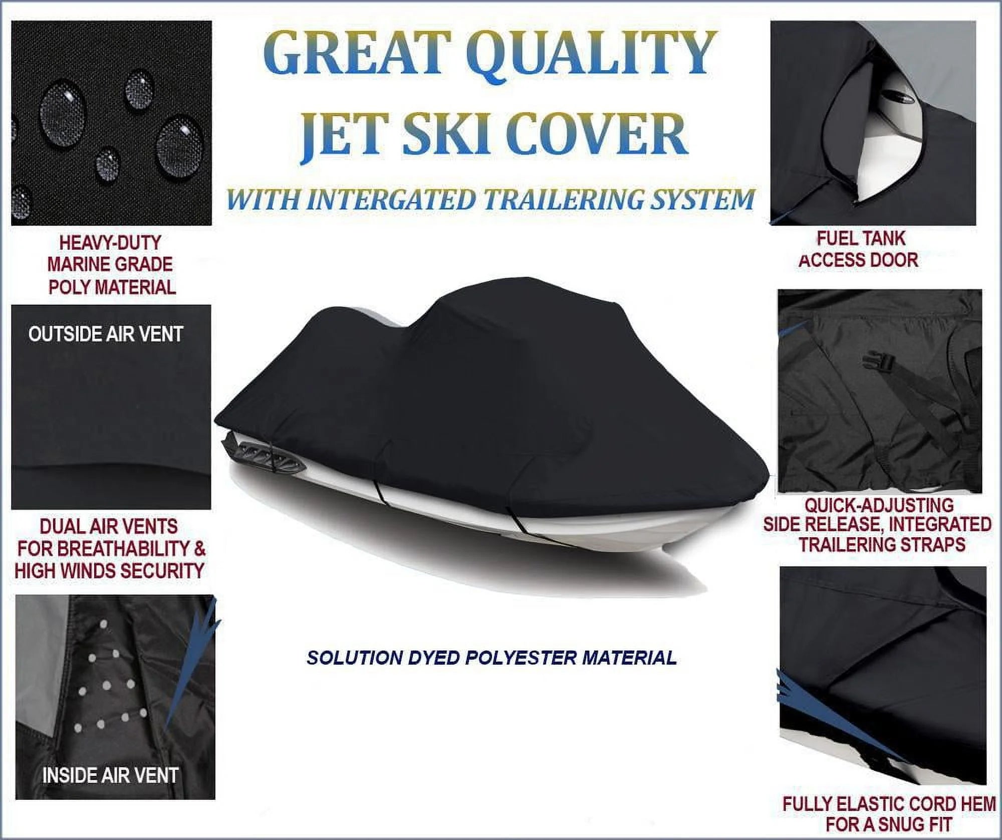 Black 600D Jet Ski Cover O974