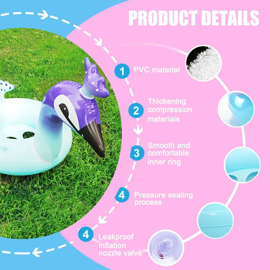 48" Peacock Pool Float Glitter Inflatable Swim Ring R910