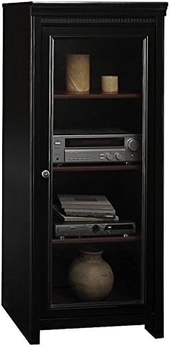 Antique Black Audio Cabinet with 2 Adjustable Shelves O823004