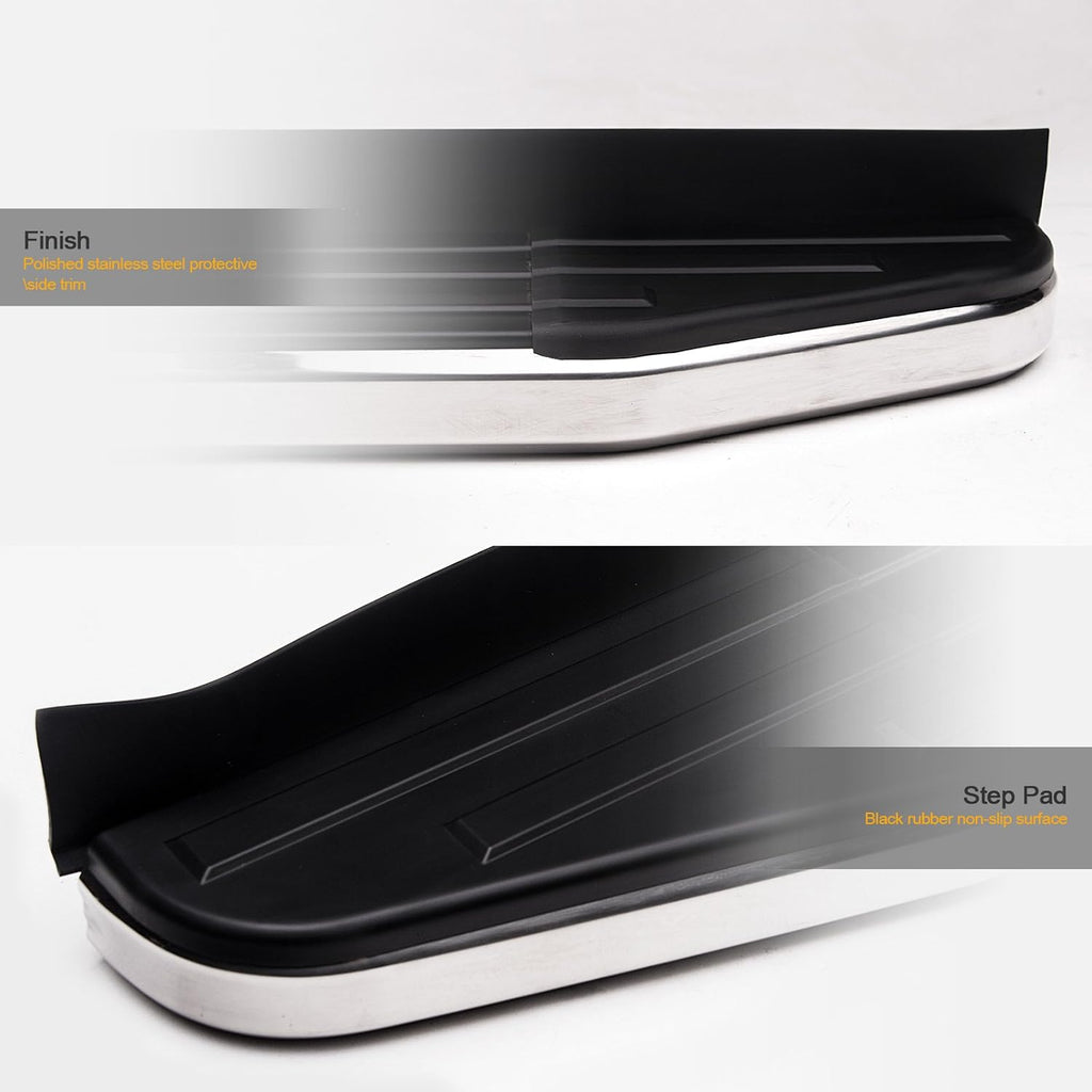Black Aluminum Running Boards with Chrome Trim C973