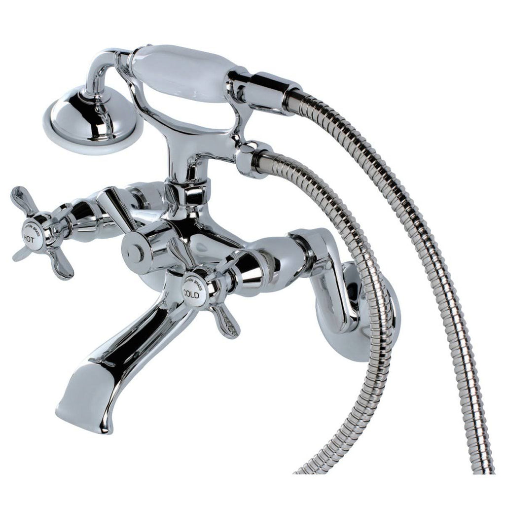 Brushed Brass Wall Mount Clawfoot Tub Faucet with Hand Shower A4614