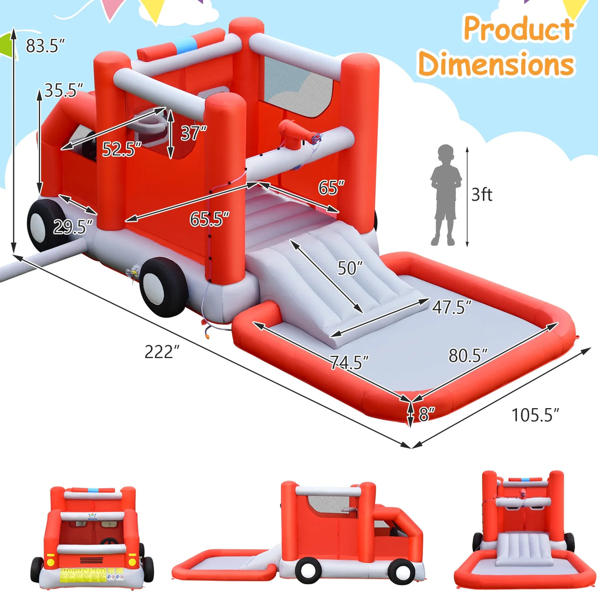 Inflatable Castle Water Park Kids Bounce House with 480W Blower G136