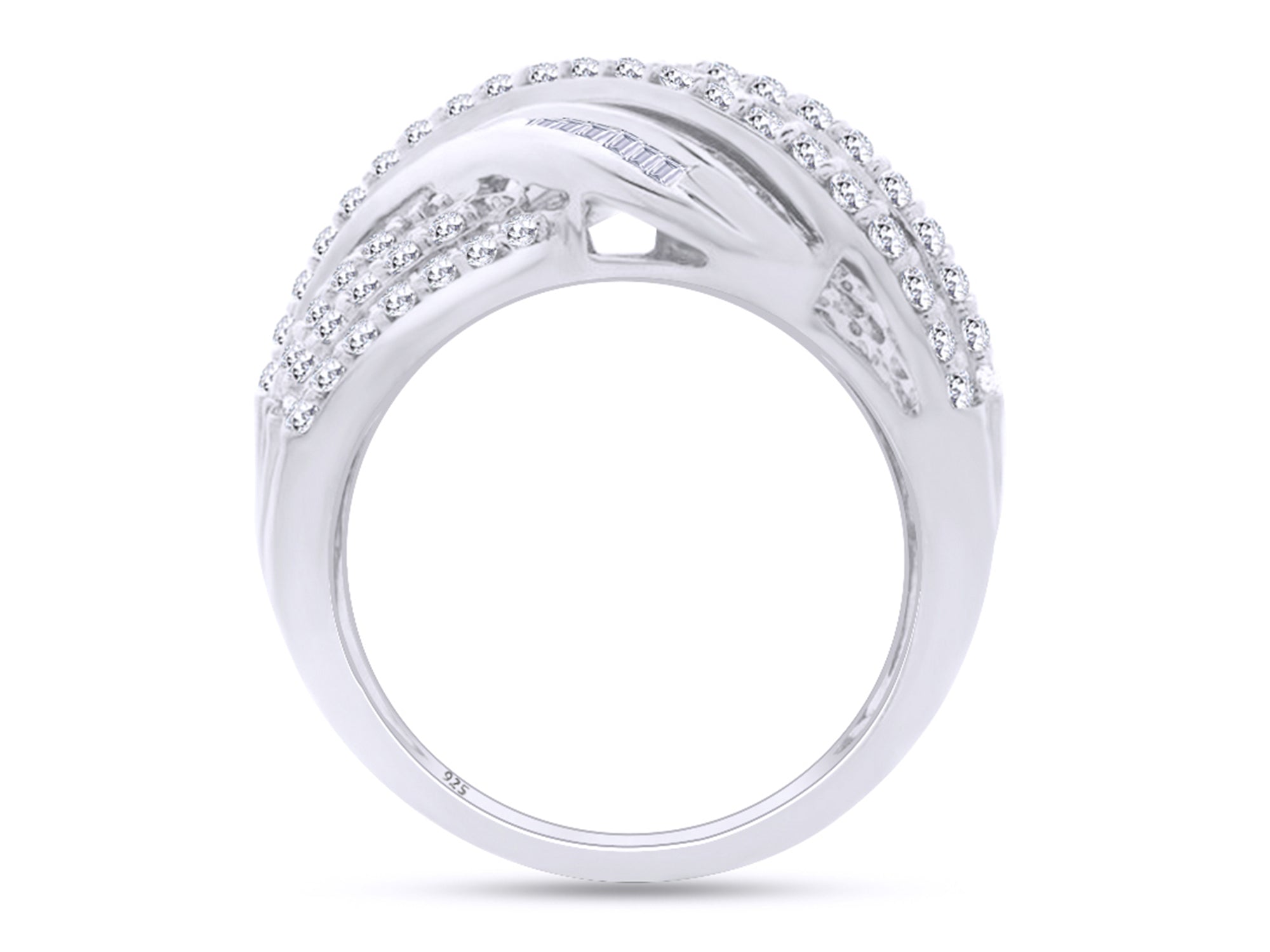14K Gold Over Sterling Silver Multi-Row Engagement Ring G8148