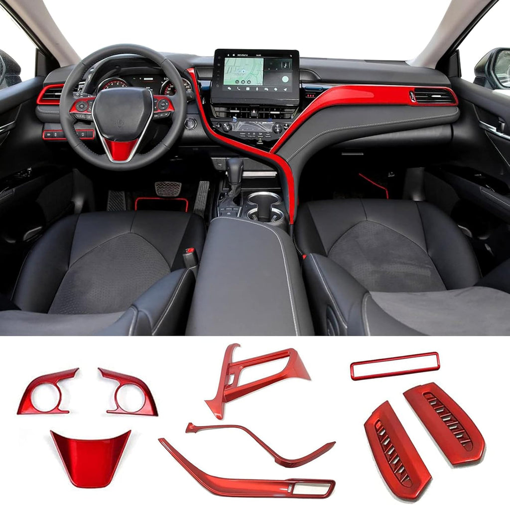 Blue 10Pcs Car Interiors Instrument Panel Center Console Moulding Trim Air Outlet Cover Wheel Accessories L925