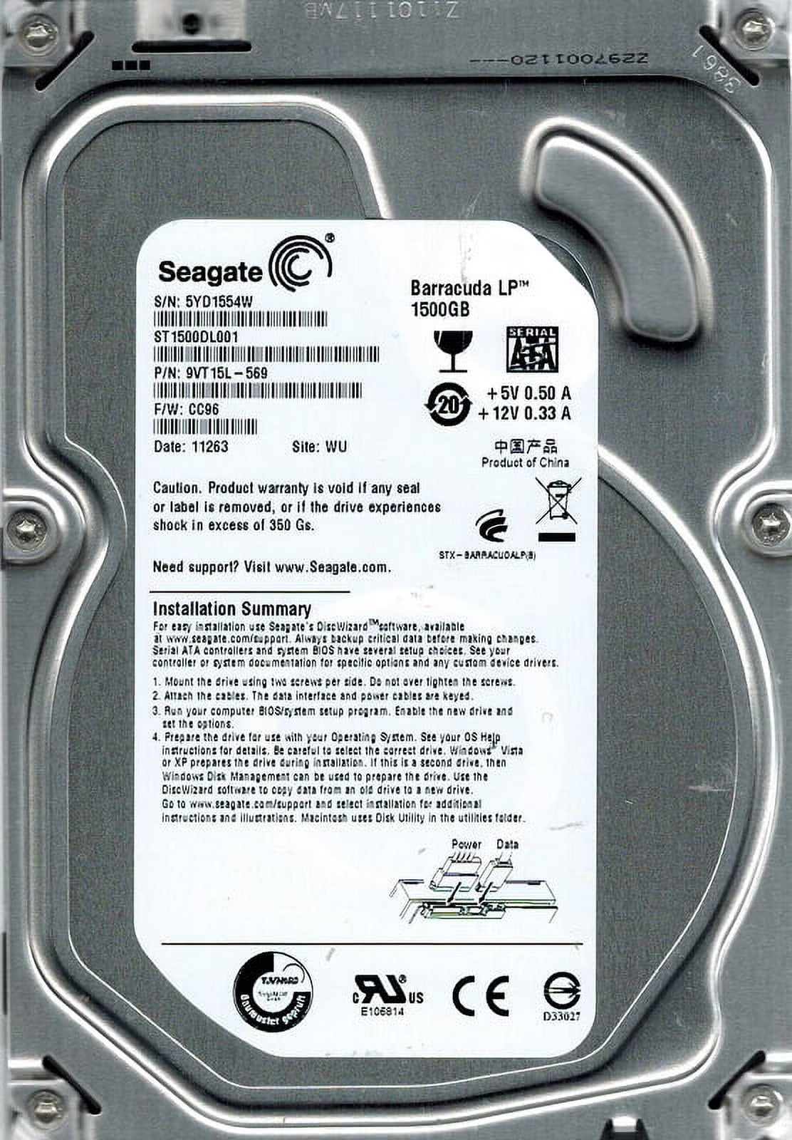 1.5TB Hard Drive J64436