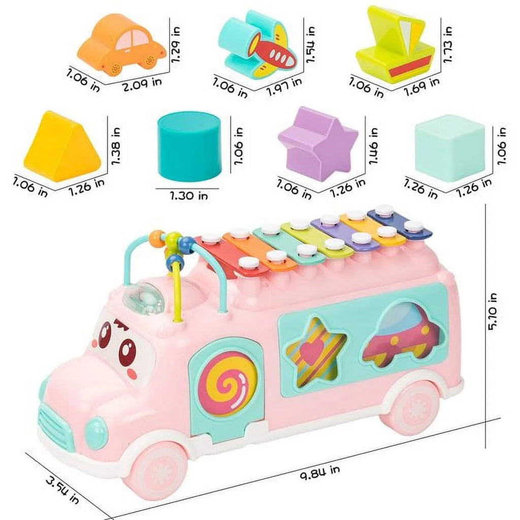 Musical Bus Xylophone Toy with Building Blocks C917